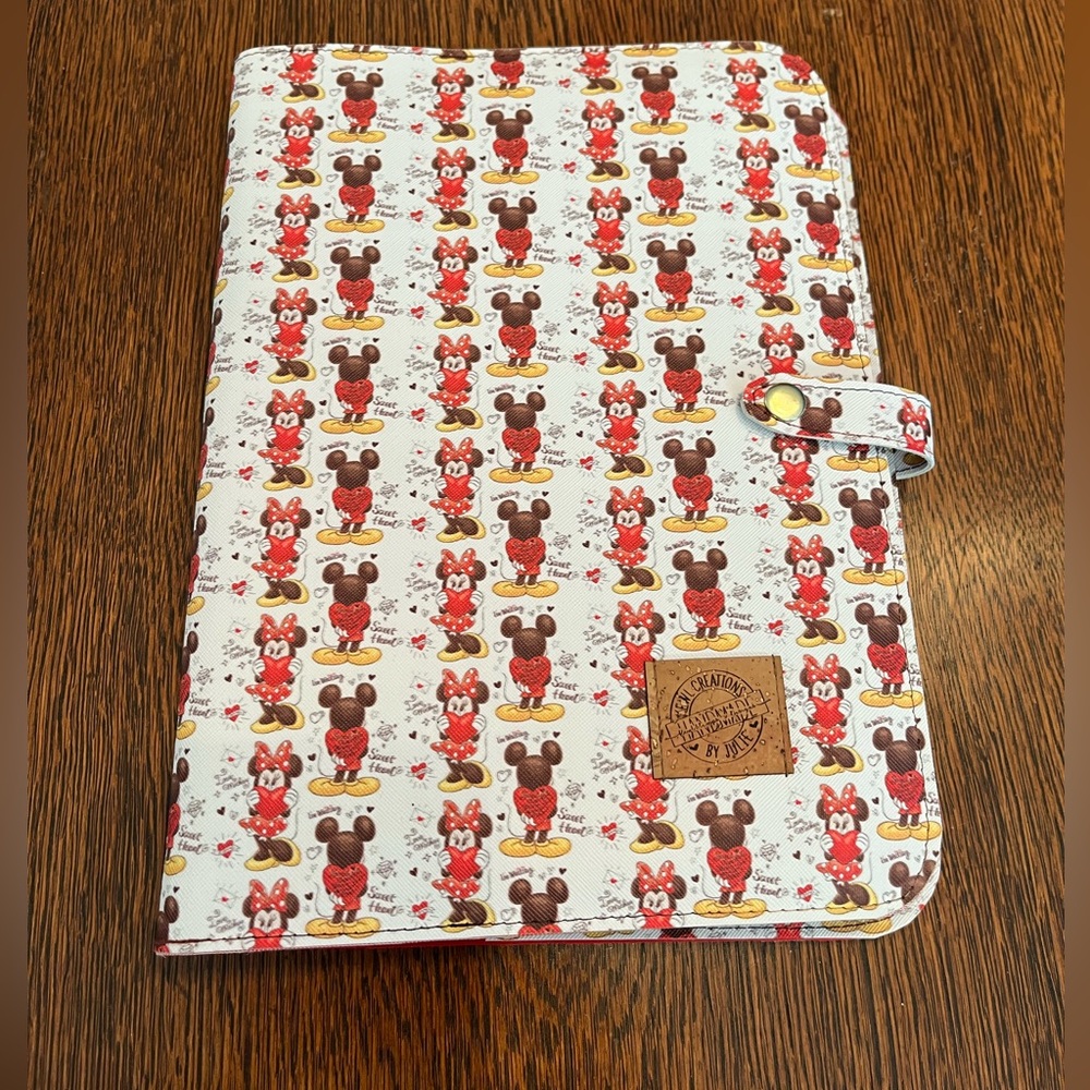NWOT Hand Made Inspired Disney Mickey and Minnie Mouse Patterned Journal